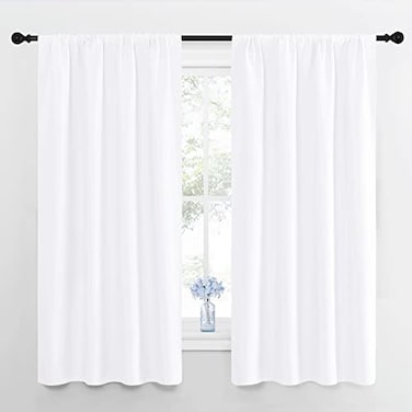 NICETOWN Bedroom Curtains Window Treatment Rod Pocket CurtainsDrapes for Bedroom 2 Panels 42 by 63 White