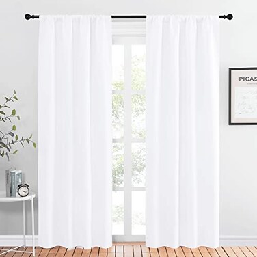 NICETOWN Kitchen Window Curtain Panels Not Blackout Window Treatment Rod Pocket CurtainsDrapes for Bedroom 2 Panels 42 by 84 White