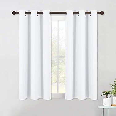 NICETOWN Curtain Panels for Bedroom Home Decoration Solid Grommet DraperiesDrapes Not Blackout Window Curtains for Kitchen 2 Panels 42 by 54 White