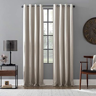 Archaeo Linen Total Blackout Grommet Top Curtain 52 x 84 Pearl
