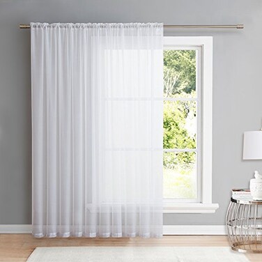 NICETOWN Sheer Curtain for Sliding Door Extra Width Length Solid Voile Window Drape Panel for PatioLiving Room 1 Piece W100 x L108 White