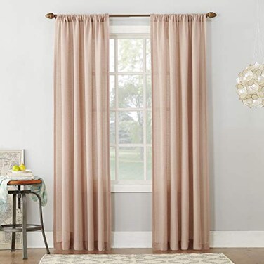 No. 918 No 918 Amalfi Linen Blend Textured SemiSheer Rod Pocket Curtain Panel 54 x 63 Blush Pink