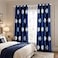 VOGOL Blackout Velvet Curtains 96 Inch White Floral Embroidered Room Darkening Drapes with Grommets 52x96 2 Panels Dark Blue