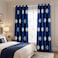 VOGOL Blackout Velvet Curtains 96 Inch White Floral Embroidered Room Darkening Drapes with Grommets 52x96 2 Panels Dark Blue