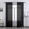 DONREN Black Semi Sheer Curtains Bedroom Home Decoration Solid Voile Panels with Ring Top 52 Wide x 84 Inch Long 2 Panels