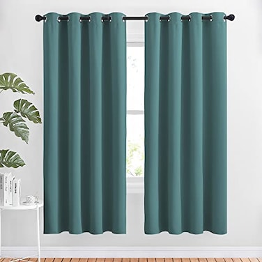 NICETOWN Insulated Curtains Blackout Draperies Triple Weave Microfiber Home Thermal Insulated Solid Ring Top Blackout CurtainsPanels for BedroomSea Teal Set of 2 52 x 72 Inch