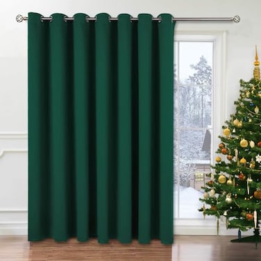 BGment Sliding Door Curtain 100 X 84 Inches Wide Thermal Blackout Curtains Room Darkening Room Divider Window Curtain 1 Panel Emerald Green 84 Length X Wide 100