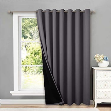 NICETOWN Total Shade Patio Door Curtain HeavyDuty Full Light Shading Sliding Door Drape Room Divider Curtain Vertical Blind for Window1 Panel 100 inches Wide x 95 inches Long Gray