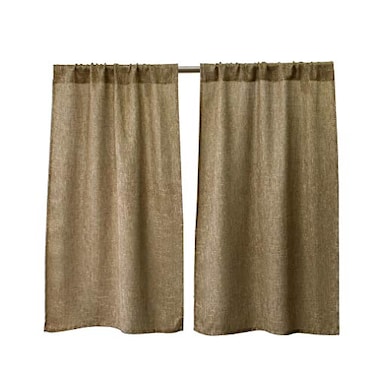 Valea Home Soft Burlap Short Curtains Rustic Natural Tan Rod Pocket Curtain Panels for Small Window 45 inch Length Cafe Kitchen Curtains 2 Panels