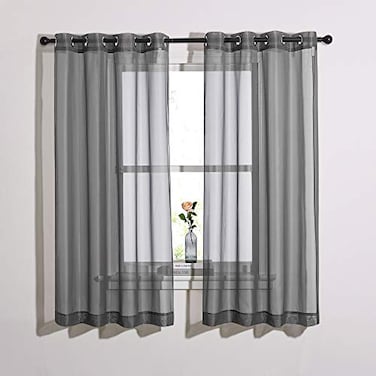 NICETOWN Transparent Sheer Curtains Panels Voile Window Curtain Drapes with Grommet for Bedroom Kitchen Dining Room 54 W x 63 L Dark Grey 2 Panels