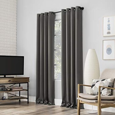 Sun Zero Nordic 2pack Theater Grade Extreme 100 Blackout Grommet Curtain Panel Pair 52 x 63 Gray