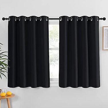 NICETOWN Black Out Curtain for Living Room Easy Care Solid Thermal Insulated Grommet Blackout PanelDrape for Bedroom Window 1 Panel 52 inches Wide by 54 inches Long