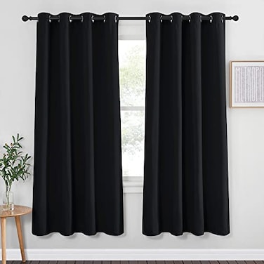NICETOWN Blackout Curtain Panel 72 inches Light Reducing Thermal Insulated Solid Grommet Blackout CurtainPanelDrape for Living Room Sold as 1 Panel 52 inches Wide Black