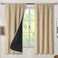 BGment Thermal Insulated 100 Blackout Curtains for Bedroom with Black Liner Double Layer Full Room Darkening Noise Reducing Rod Pocket Curtain 52 x 63 Inch Beige 2 Panels