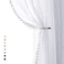 Treatmentex Pompom Sheer White Curtains for Living Room 84 Long Linen Textured Window Curtain Draperies for Bedroom 52 W 1 Pair