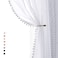Treatmentex Pompom Sheer White Curtains for Living Room 84 Long Linen Textured Window Curtain Draperies for Bedroom 52 W 1 Pair