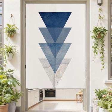 MYRU Japanese Noren Geometric Doorway Curtain Tapestry Gradient Triangle335 Inches x 59 Inches