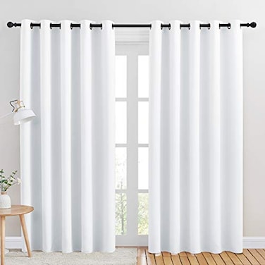 NICETOWN 50 Light Blocking Curtain Panels for Bedroom Home Decoration Easy Care Grommet DraperiesDrapes Window Covering for Kitchen 2 Panels 70 by 84 White