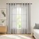 KOUFALL 2 Panels Grommet Faux Linen Sheer Curtains 84 Inches Long Grey 52 W x 84 L Pack of 2