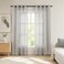 KOUFALL 2 Panels Grommet Faux Linen Sheer Curtains 84 Inches Long Grey 52 W x 84 L Pack of 2