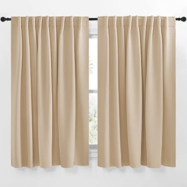 NICETOWN Window Treatment Elegant Curtains Biscotti Beige Color 70 Width X 63 Length 1 Pair Room Darkening Curtains and Drapes for Bedroom
