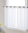 HLC.ME HLCME Abbey Faux Linen Textured Semi Sheer Privacy Light Filtering Transparent Grommet Short Thick Cafe Curtain Tiers for Small Windows Kitchen Bathroom Set of 2 35 W x 36 L White
