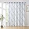 FMFUNCTEX White Blue Sliding Door Curtain 96 Inches Long Tree Branch Semi Sheer Patio Glass Door Panel for Large Windows Living Room Linen Texture Curtain Drapes for Privacy 1Panel