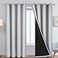 Yakamok 100 Blackout Window Curtain Panels Heat and Full Light Blocking Drapes with Black Liner for NurseryThermal Insulated Draperies Light Grey 2 Pieces 52Wx96L