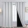 Yakamok 100 Blackout Curtains 108 Inches Long 2 Thick Layers Thermal Insulated Curtain Panels for Bedroom Full Light Blocking Drapes with Black Liner 52 Wide Each Panel Light Grey 2 Panels
