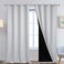 Yakamok 100 Blackout Curtains 108 Inches Long 2 Thick Layers Thermal Insulated Curtain Panels for Bedroom Full Light Blocking Drapes with Black Liner 52 Wide Each Panel Light Grey 2 Panels