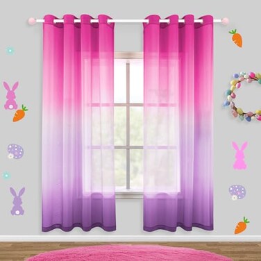 KOUFALL Hot Pink Curtains 2 PanelsCute Curtains for Teen Girls Bedroom Aesthetic
