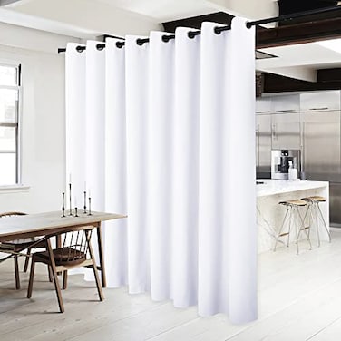 NICETOWN Patio Door Curtain Panel 120 inches Wide Pure White 1 Piece Nursery Infant Care Drape Extra Long 84 inches Length Curtain for Dining Room