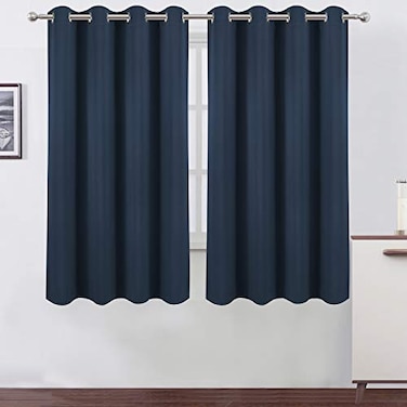 LEMOMO Blackout Curtains 52 x 63 inchNavy Blue Curtains Set of 2 PanelsThermal Insulated Room Darkening Bedroom Curtains