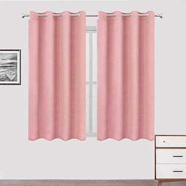LEMOMO Blackout Curtains 52 x 63 inchPink Curtains Set of 2 PanelsThermal Insulated Room Darkening Bedroom Curtains
