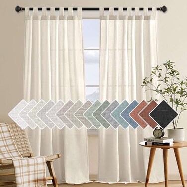 H.VERSAILTEX HVERSAILTEX Linen Blended Tab Top Curtains for Living RoomBedroom Elegant Energy Efficient Light Filtering Window Treatments Set of 2 52 x 84 Ivory