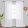 KOUFALL White Sheer Curtains 96 Inches Long 2 Panel Set Drapery Faux Linen Rod Pocket Shabby Chic Curtains for Bedroom Living Room 96 Inch Length