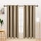 LORDTEX Linen Look Textured Blackout Curtains with Thermal Insulated Liner Heavy Thick Grommet Window Drapes for Bedroom 50 x 63 Inches Tan Set of 2 Panels
