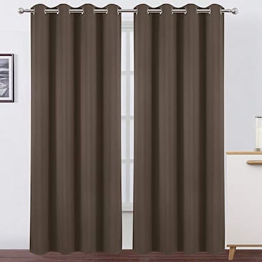 LEMOMO Chocolate Brown Thermal Blackout Curtains52 x 84 InchSet of 2 Panels Room Darkening Curtains for Bedroom