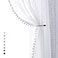 Treatmentex Pompom Sheer White Curtains for Living Room Kids Room 72 Window Voile Drapes Slub Linen Texture Bedroom Curtains 2 Pack Rod Pocket