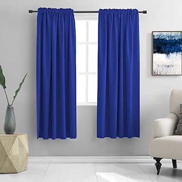 DONREN Cobalt Blue Blackout Draperies Curtains for Bedroom Thermal Insulated Solid Rod Pocket Window Curtain Panels 52 x 63 Inches2 Panels