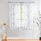 Treatmentex White Grey Leaf Sheer Curtains for Bedroom 63 SemiSheer Print Leaves Pattern Curtains for Living Room Rustic Linen Textured Window Draperies for Parlor Apartment Dorm Rod Pocket Set of 2