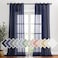NICETOWN Linen Textured Sheer Curtains 96 L for Living Room Privacy Chic Sheer Curtains Window Treatment Translucent Drapes for FarmhouseCottage 52 Wide Dark Blue 1 Pair