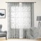 HOMEIDEAS Light GreyGray Sheer Curtains 52 X 84 Inches Long 2 Panels Embroidered Leaf Pattern Pocket Faux Linen Floral Semi Sheer Voile Window CurtainsDrapes for Bedroom Living Room