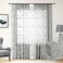 HOMEIDEAS Light GreyGray Sheer Curtains 52 X 84 Inches Long 2 Panels Embroidered Leaf Pattern Pocket Faux Linen Floral Semi Sheer Voile Window CurtainsDrapes for Bedroom Living Room
