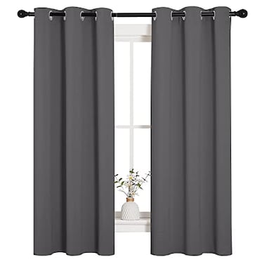 NICETOWN Grey Blackout Curtain Panels for Bedroom Thermal Insulated Grommet Top Blackout Draperies and Drapes 2 Panels W34 x L63 inches Grey