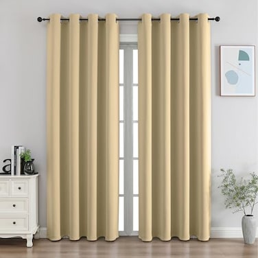 CUCRAF Beige Blackout Curtains 84 Inches Long Thermal Insulated Noise Reducing Grommet Window Drapes for Bedroom Living Room52x84 Inch 2 Panels