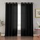 Melodieux Black Linen Textured Semi Sheer Curtains 84 Inches Long for Living Room Bedroom Rustic Flax Linen Grommet Voile Drapes 52 by 84 Inch 2 Panels