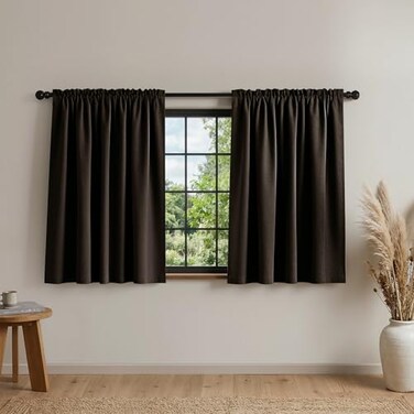 Mrs.Naturall MrsNaturall Dark Brown Blackout Curtains 2 PanelsShort Primitive Curtains for Rustic Cabin Kitchen Bathroom Window