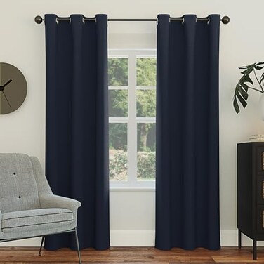 Sun Zero Easton Energy Saving Blackout Grommet Curtain Panel 40 x 54 Navy Blue