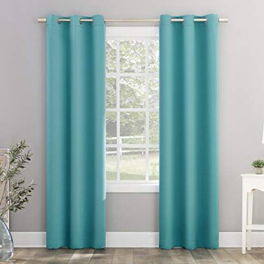 Sun Zero Riley Kids Bedroom Blackout Grommet Curtain Panel 40 x 84 Surf Blue
